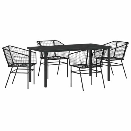 Trädgårdsmöbelset 5 pcs Svart konstrotting