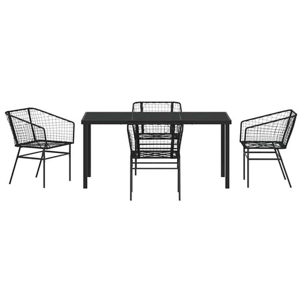 Trädgårdsmöbelset 5 pcs Svart konstrotting