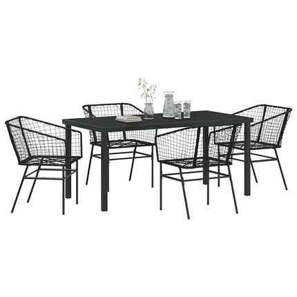 Trädgårdsmöbelset 5 pcs Svart konstrotting