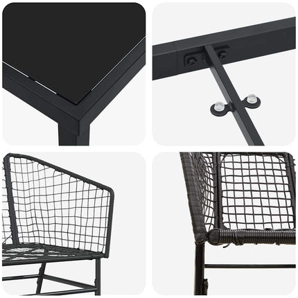 Trädgårdsmöbelset 7 pcs Svart konstrotting