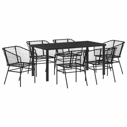 Trädgårdsmöbelset 7 pcs Svart konstrotting
