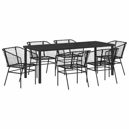Trädgårdsmöbelset 7 pcs Svart konstrotting
