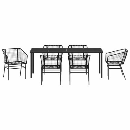 Trädgårdsmöbelset 7 pcs Svart konstrotting