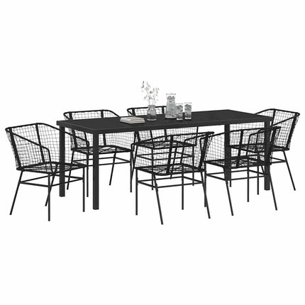 Trädgårdsmöbelset 7 pcs Svart konstrotting