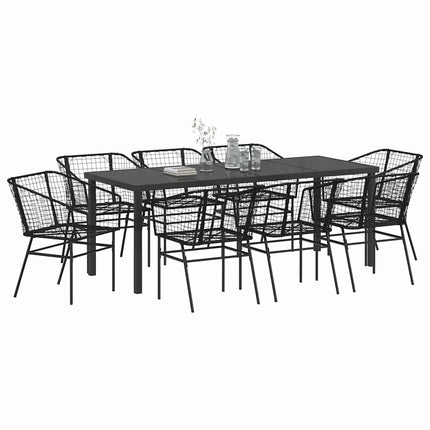Trädgårdsmöbelset 9 pcs Svart konstrotting