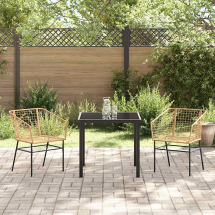 Trädgårdsmöbelset 3 pcs Brun konstrotting