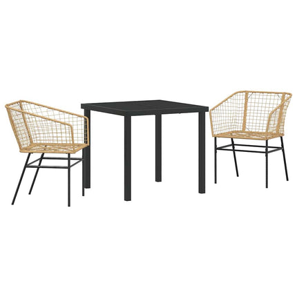 Trädgårdsmöbelset 3 pcs Brun konstrotting
