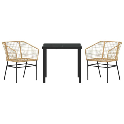 Trädgårdsmöbelset 3 pcs Brun konstrotting