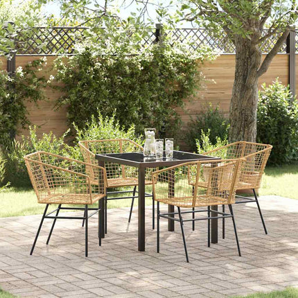 Trädgårdsmöbelset 5 pcs Brun konstrotting