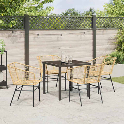 Trädgårdsmöbelset 5 pcs Brun konstrotting