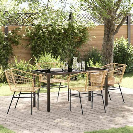 Trädgårdsmöbelset 5 pcs Brun konstrotting