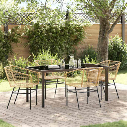 Trädgårdsmöbelset 5 pcs Brun konstrotting