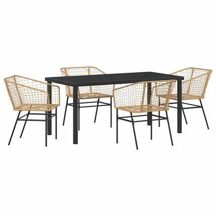 Trädgårdsmöbelset 5 pcs Brun konstrotting