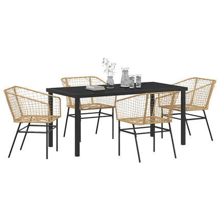 Trädgårdsmöbelset 5 pcs Brun konstrotting