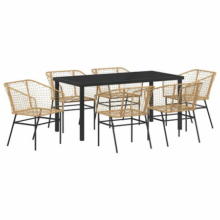 Trädgårdsmöbelset 7 pcs Brun konstrotting