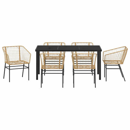 Trädgårdsmöbelset 7 pcs Brun konstrotting