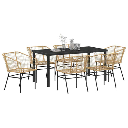 Trädgårdsmöbelset 7 pcs Brun konstrotting