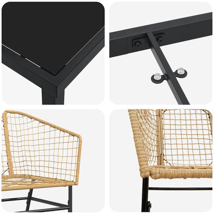 Trädgårdsmöbelset 7 pcs Brun konstrotting