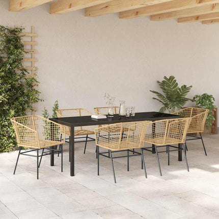 Trädgårdsmöbelset 7 pcs Brun konstrotting