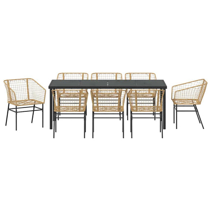 Trädgårdsmöbelset 9 pcs Brun konstrotting