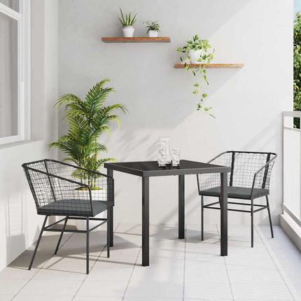 Trädgårdsmöbelset 3 pcs Svart konstrotting
