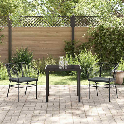 Trädgårdsmöbelset 3 pcs Svart konstrotting