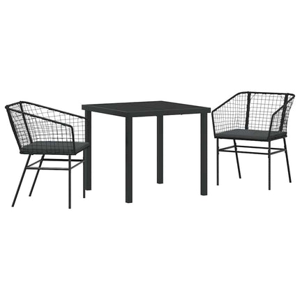 Trädgårdsmöbelset 3 pcs Svart konstrotting