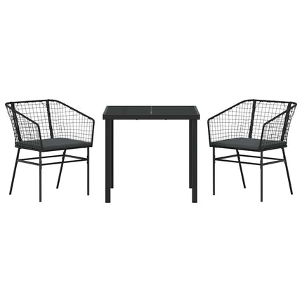 Trädgårdsmöbelset 3 pcs Svart konstrotting