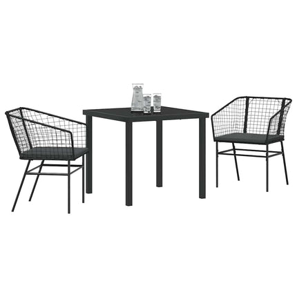 Trädgårdsmöbelset 3 pcs Svart konstrotting
