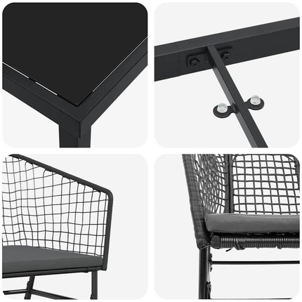 Trädgårdsmöbelset 5 pcs Svart konstrotting