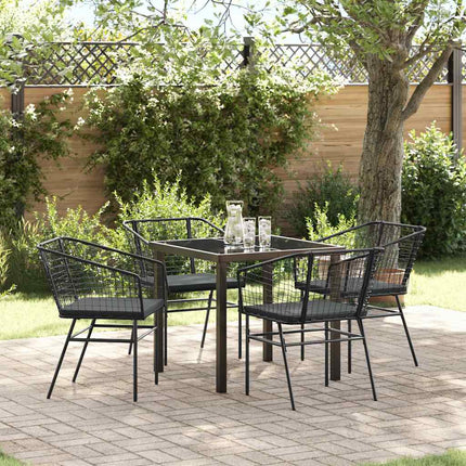 Trädgårdsmöbelset 5 pcs Svart konstrotting