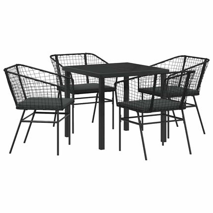 Trädgårdsmöbelset 5 pcs Svart konstrotting