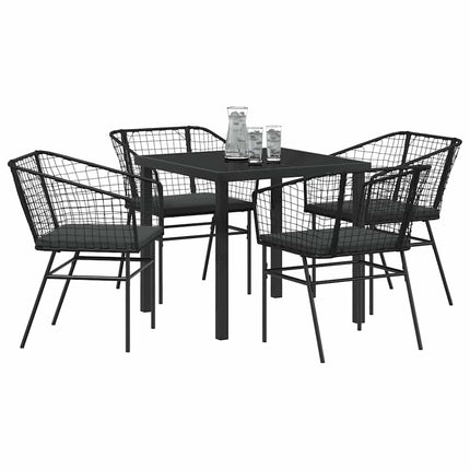 Trädgårdsmöbelset 5 pcs Svart konstrotting