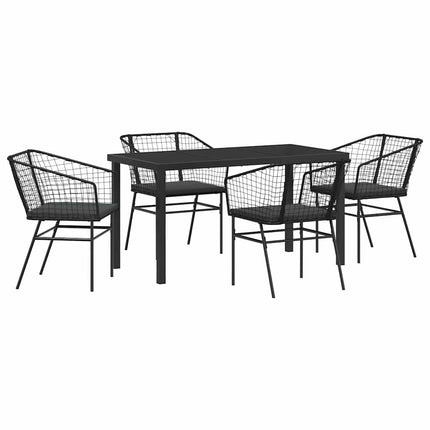 Trädgårdsmöbelset 5 pcs Svart konstrotting