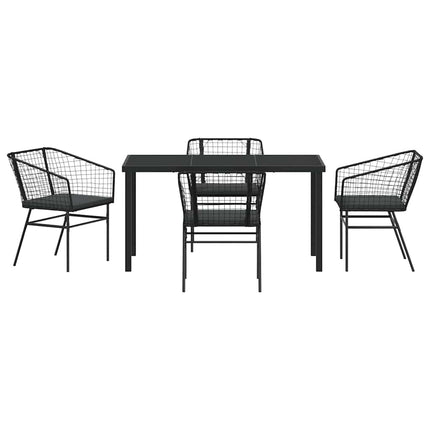 Trädgårdsmöbelset 5 pcs Svart konstrotting