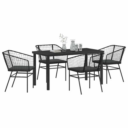 Trädgårdsmöbelset 5 pcs Svart konstrotting