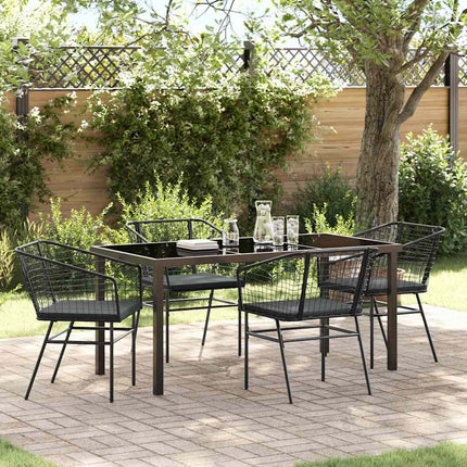 Trädgårdsmöbelset 5 pcs Svart konstrotting