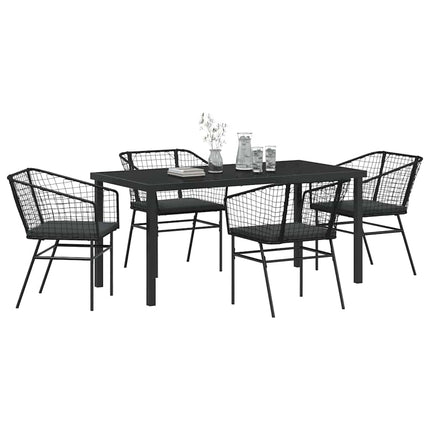 Trädgårdsmöbelset 5 pcs Svart konstrotting
