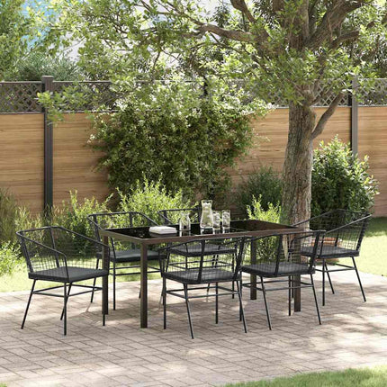 Trädgårdsmöbelset 7 pcs Svart konstrotting