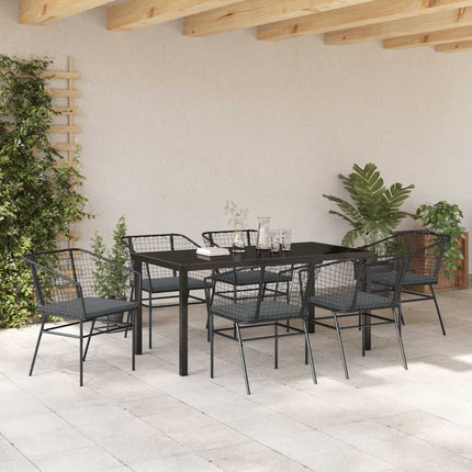 Trädgårdsmöbelset 7 pcs Svart konstrotting