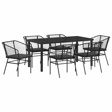 Trädgårdsmöbelset 7 pcs Svart konstrotting