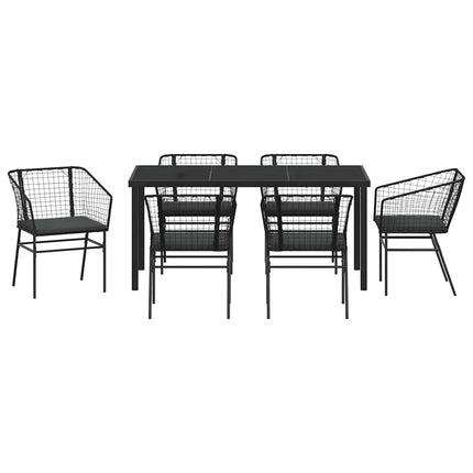 Trädgårdsmöbelset 7 pcs Svart konstrotting