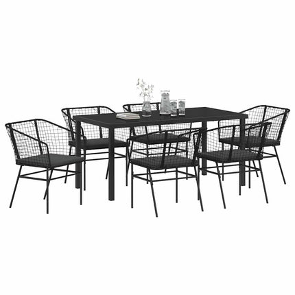 Trädgårdsmöbelset 7 pcs Svart konstrotting