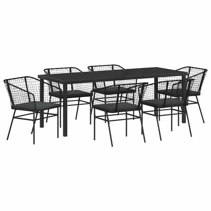Trädgårdsmöbelset 7 pcs Svart konstrotting
