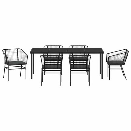 Trädgårdsmöbelset 7 pcs Svart konstrotting