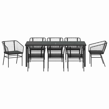 Trädgårdsmöbelset 9 pcs Svart konstrotting
