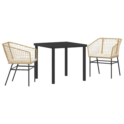 Trädgårdsmöbelset 3 pcs Brun konstrotting