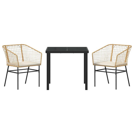 Trädgårdsmöbelset 3 pcs Brun konstrotting