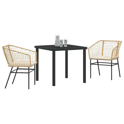 Trädgårdsmöbelset 3 pcs Brun konstrotting