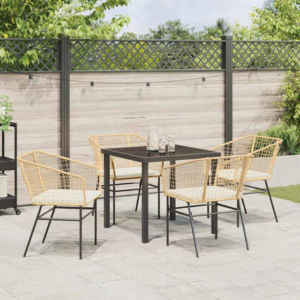 Trädgårdsmöbelset 5 pcs Brun konstrotting
